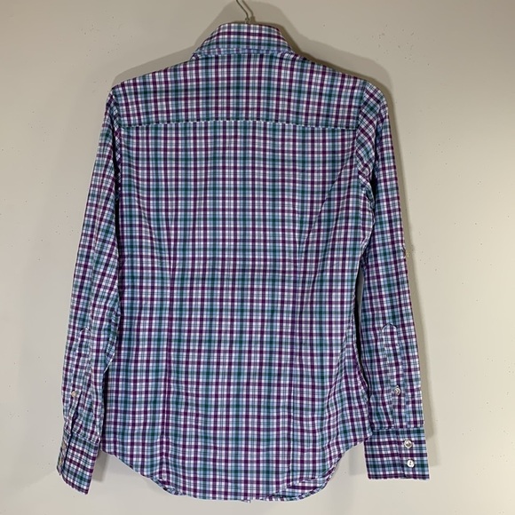 NWT. Peter Millar Small Button Front Roll-tab Long  Sleeve Plaid Shirt. - Picture 9 of 11
